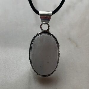 1903 Chic Silver and White Moonstone Pendant Necklace